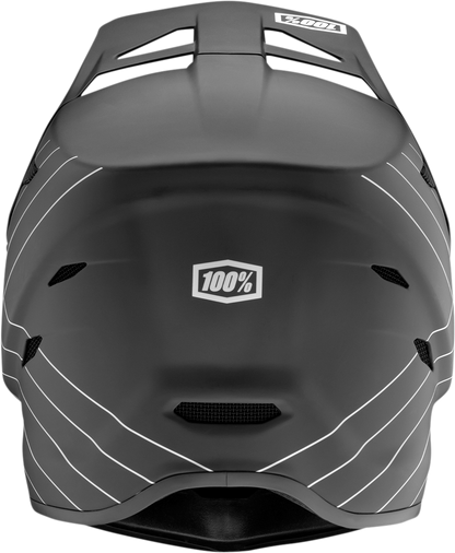 Black 100% Youth Status bicycle helmet in small size, designed for safety and comfort, with adjustable straps and ventilation.