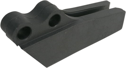 Acerbis Kawasaki chain guide in black, designed for Kawasaki bikes, shown installed on a motorcycle's chain and body.