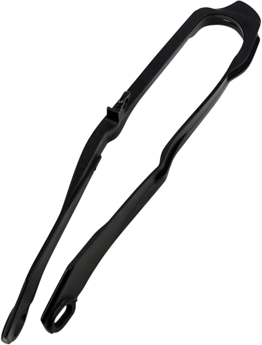 Black ACERBIS chain slider for Honda motorcycles, designed to protect the chain and swingarm, with a durable body and sleek finish.