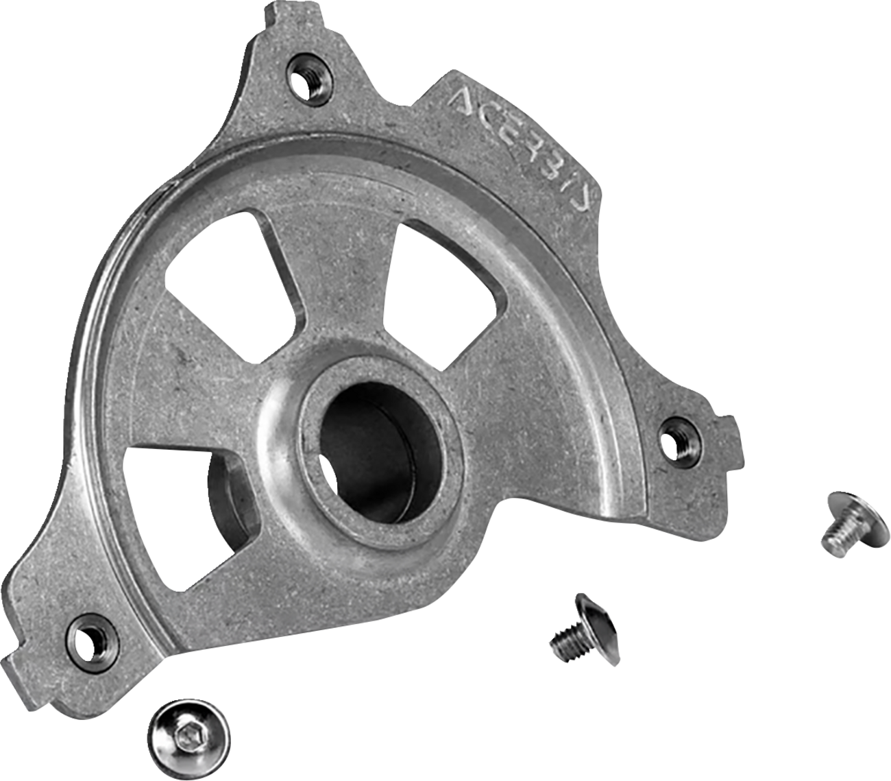 Acerbis disc cover mount kit for RMZ 250/450 motorcycle, unfinished body part with mounting hardware, by Bill's Exhausts.