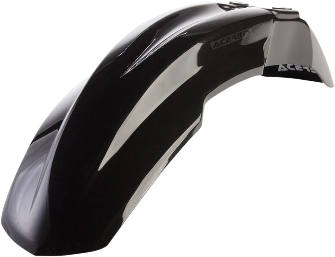 Acerbis black front fender motorcycle body part, designed for off-road or dirt bikes, with visible mounting points and product code 2084540001.