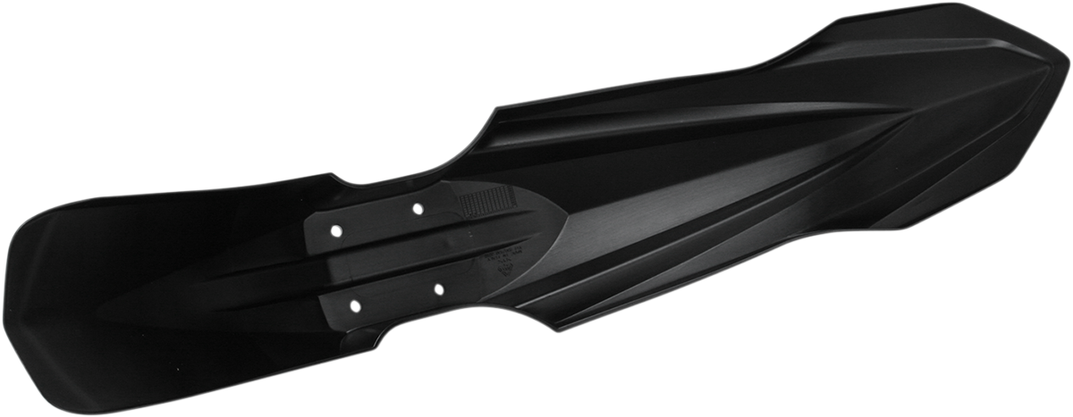 Acerbis black front fender motorcycle body part, designed for off-road bikes, featuring a sleek black finish with mounting points.