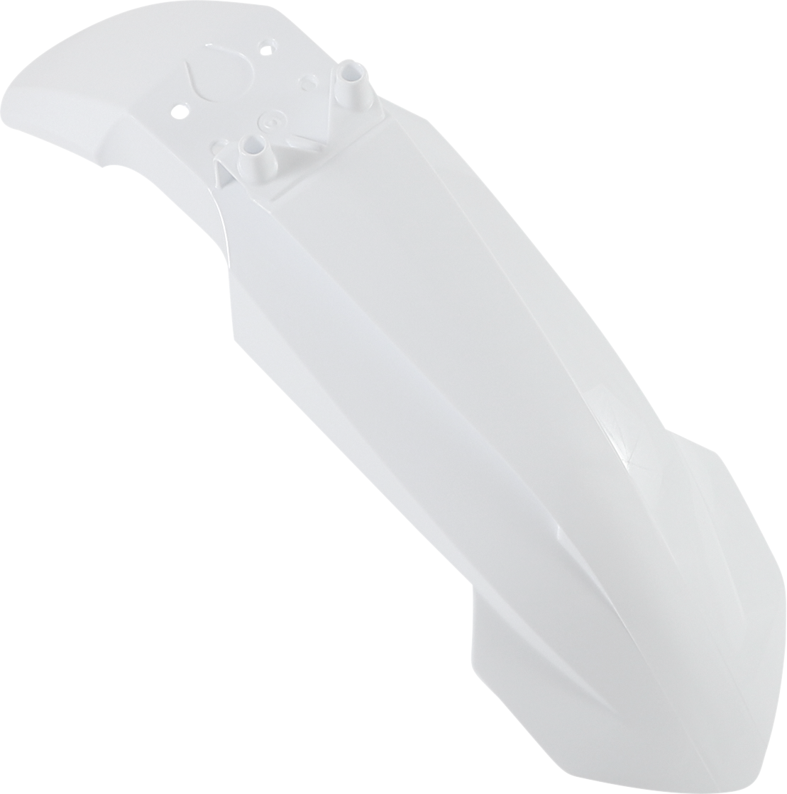 Acerbis white front fender motorcycle body part, shown in the image with mounting details and clean design.