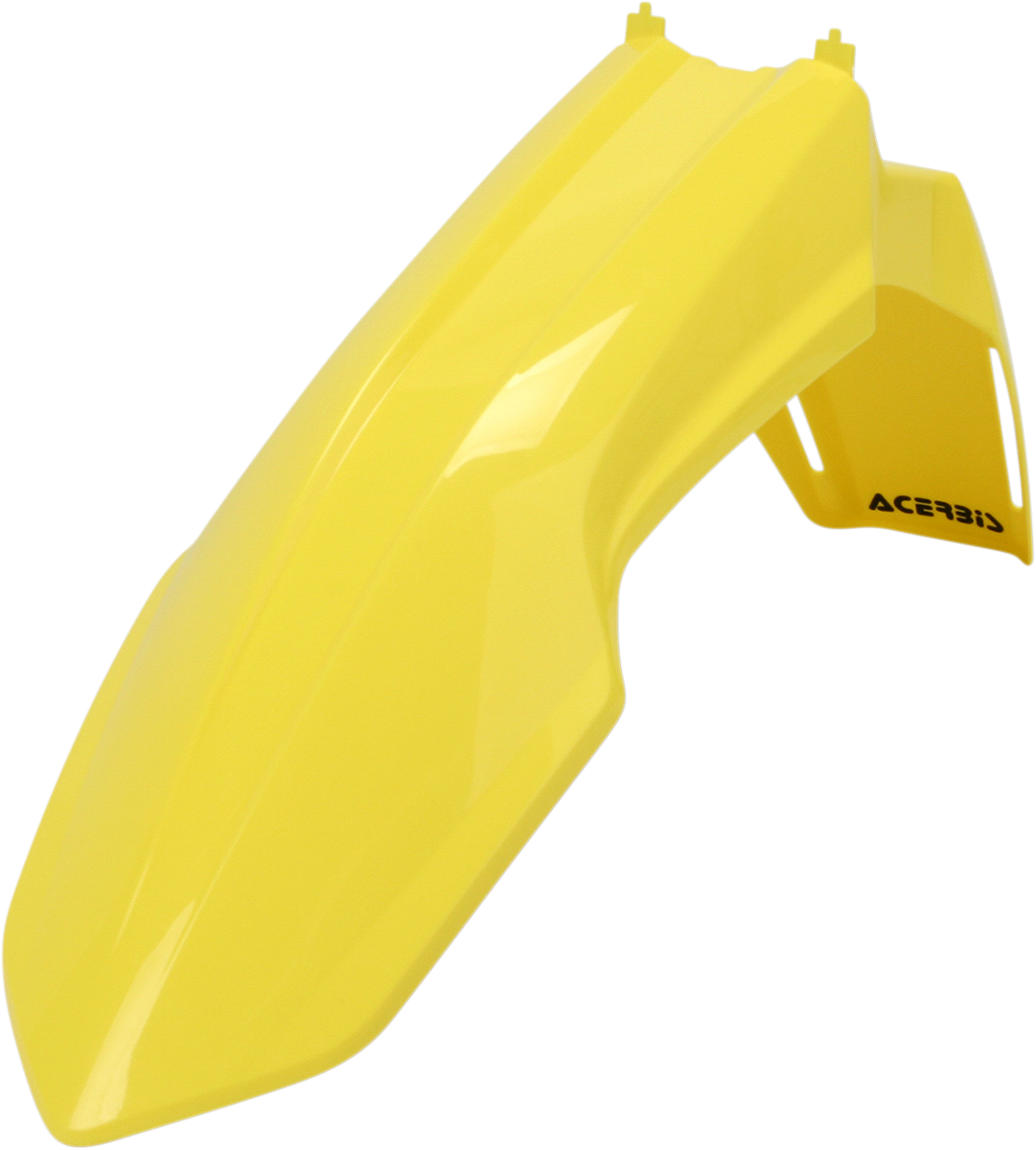 Yellow Acerbis front fender for motorcycle, shown in natural view, designed for durability and style.