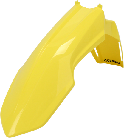 Yellow Acerbis front fender for motorcycle, shown in natural view, designed for durability and style.