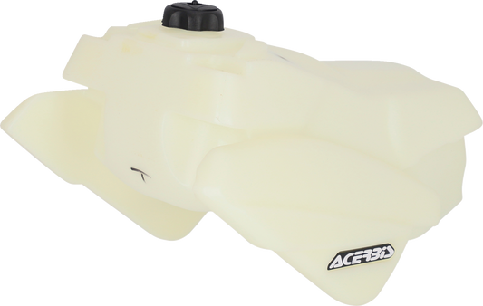 A natural-colored ACERBIS 2.8-gallon fuel tank for Yamaha motorcycles, designed for durability and fitment.