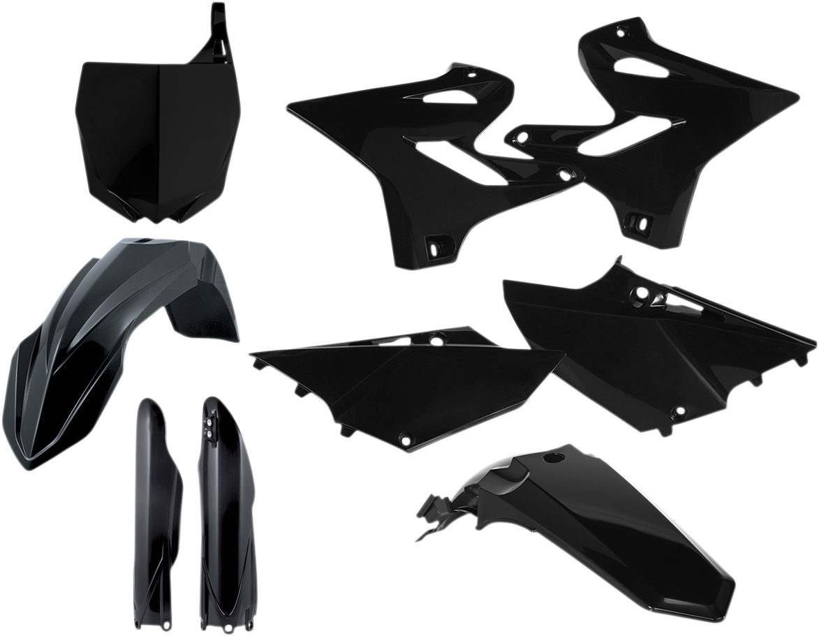 Acerbis full replacement body kit in black, designed for motorcycles, featuring sleek body panels and a durable finish.