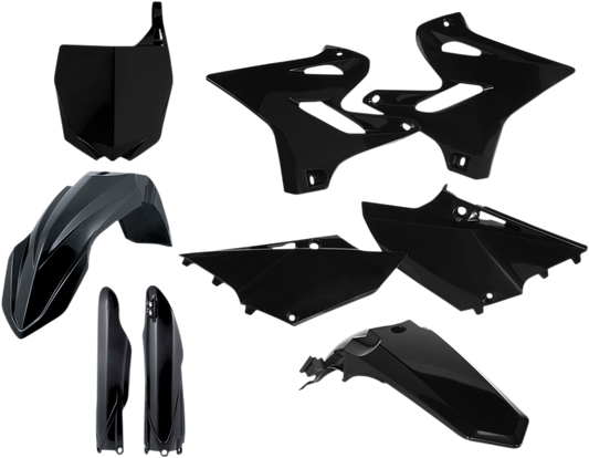 Acerbis full replacement body kit in black, designed for motorcycles, featuring sleek body panels and a durable finish.