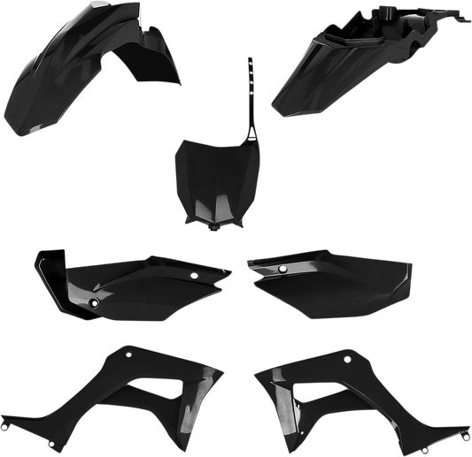 Acerbis full replacement body kit in black for motorcycle, designed for durability and a sleek appearance.