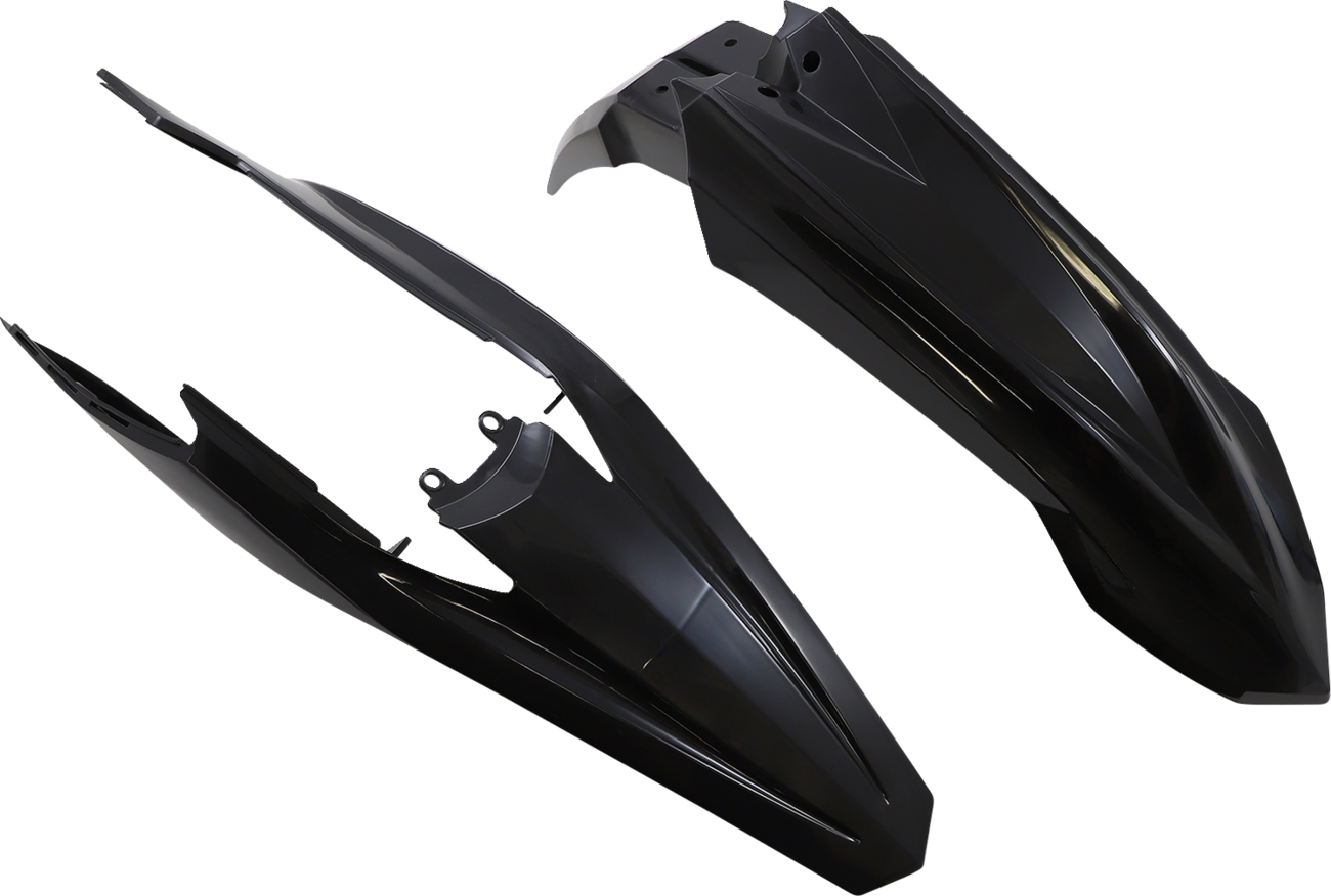 Black Acerbis full replacement body kit for motorcycles, designed for a seamless fit and sleek appearance.