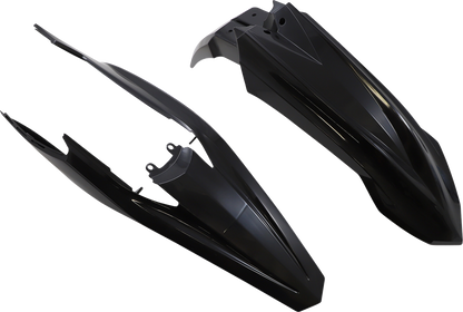 Black Acerbis full replacement body kit for motorcycles, designed for a seamless fit and sleek appearance.