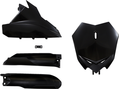 Acerbis full replacement body kit in black, designed for motorcycle body customization, shown on a plain background.