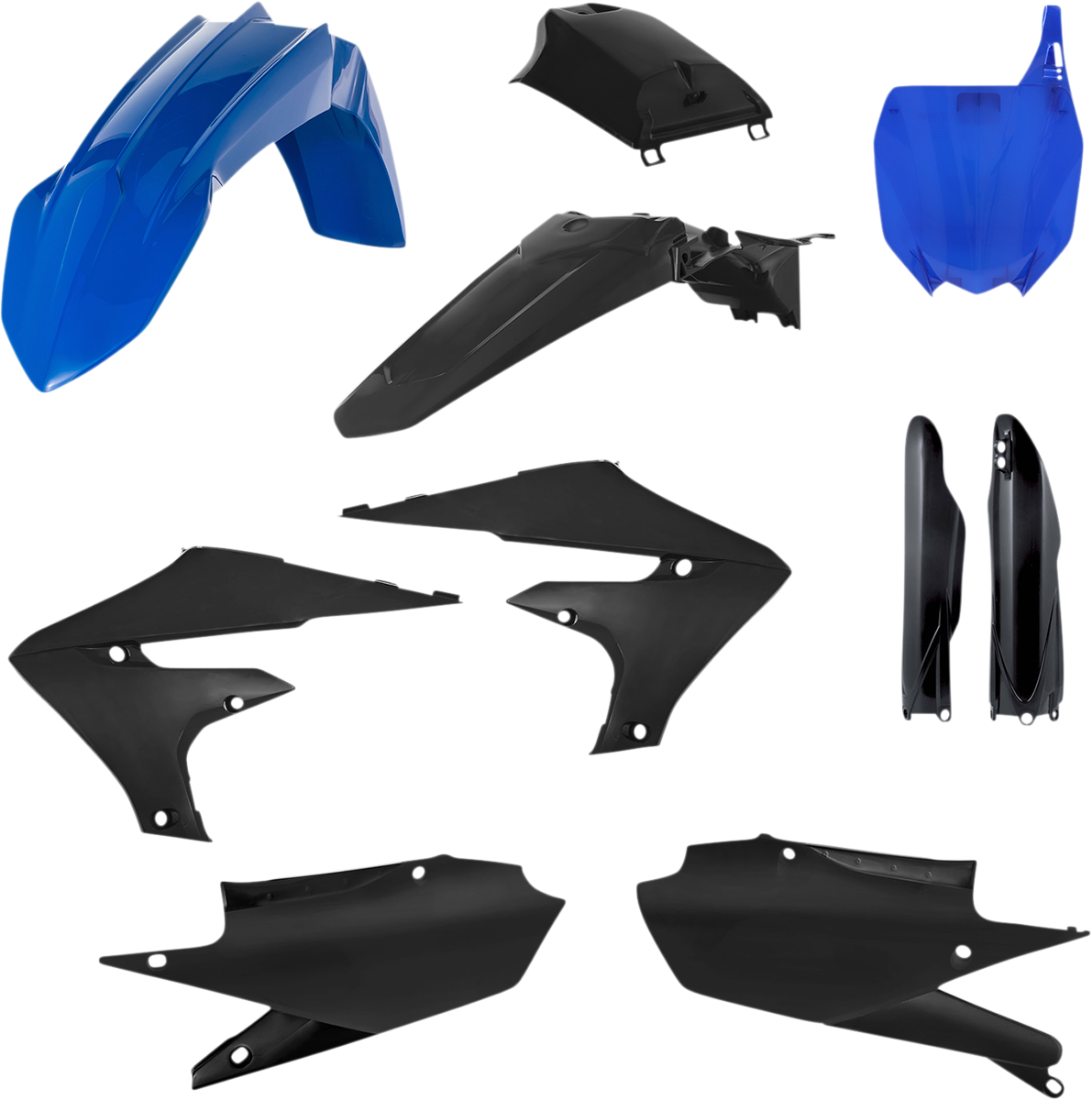 Acerbis full replacement motorcycle body kit in blue and black, featuring the detailed design and branding on the body panel.