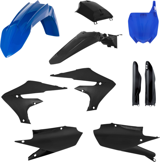 Acerbis full replacement motorcycle body kit in blue and black, featuring the detailed design and branding on the body panel.