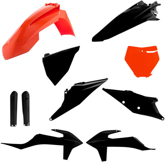 Acerbis full replacement body kit in black for 2016 OEM motorcycle, featuring sleek, durable plastic panels.