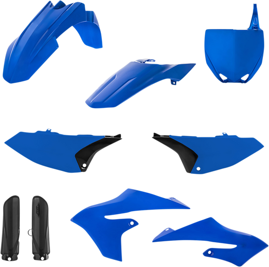 Acerbis full replacement motorcycle body kit in OEM blue and black, designed for a sleek, custom look.