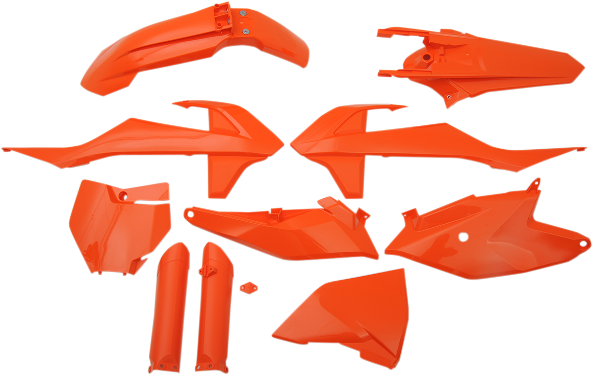 Acerbis orange full replacement body kit for motorcycle, featuring sleek design and vibrant color, compatible with specific models.