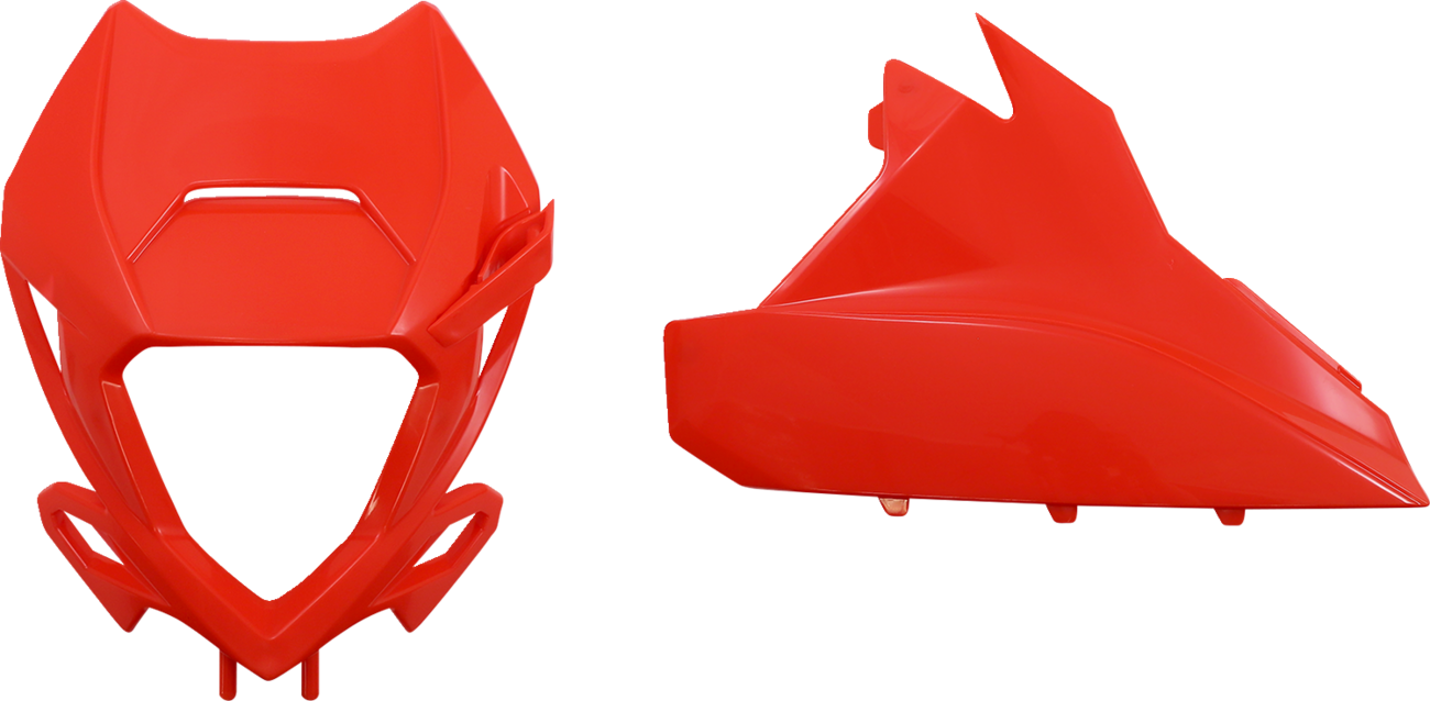 Red Acerbis full replacement body kit for motorcycles, featuring a sleek, durable design with precise fitment and vibrant color.