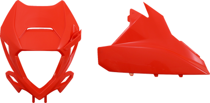 Red Acerbis full replacement body kit for motorcycles, featuring a sleek, durable design with precise fitment and vibrant color.