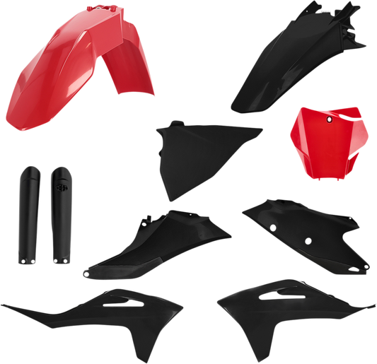 Acerbis full replacement body kit in red and black for motorcycle, featuring sleek, aerodynamic design and precise fit.