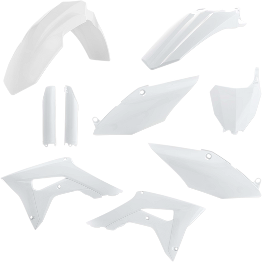 Acerbis full replacement body kit in white for motorcycle, designed for seamless fit and clean appearance.