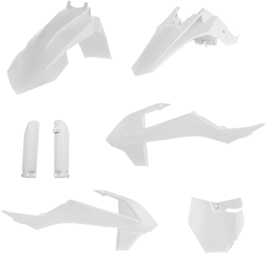 Acerbis full replacement body kit in white, designed for motorcycle customization, displayed on a white background.