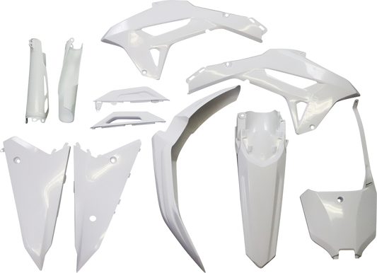 White Acerbis full replacement body kit for CRF250R 2022-2023 and CRF450R 2021-2023, designed for motorcycle body customization.