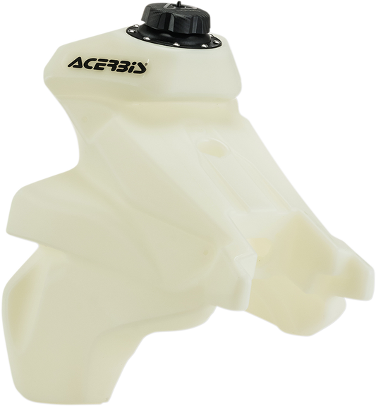 A natural-colored ACERBIS gas tank for Husqvarna, 3.1 gallons, shown on a body frame with Bill's Exhausts branding.