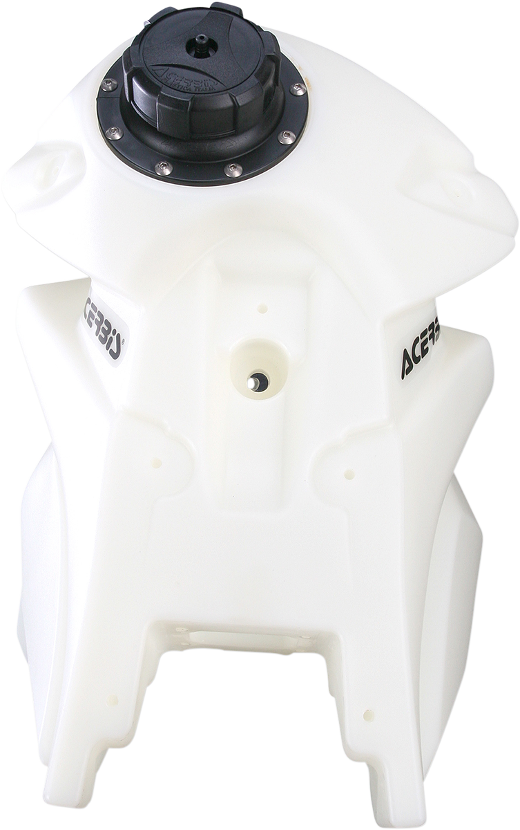 Natural-colored Acerbis gas tank for KTM 250/350 SX-F 2011-2012, 3-gallon capacity, mounted on motorcycle body.