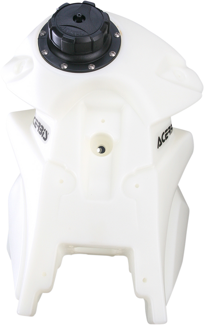 Natural-colored Acerbis gas tank for KTM 250/350 SX-F 2011-2012, 3-gallon capacity, mounted on motorcycle body.