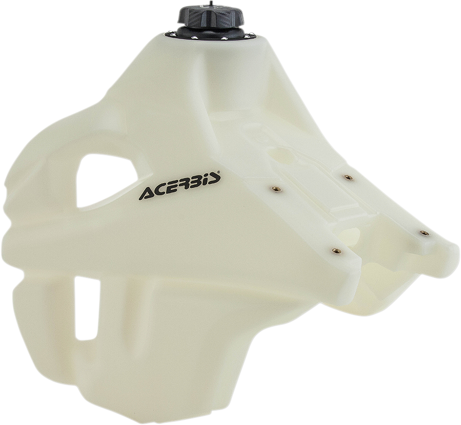 Acerbis natural gas tank for KTM, 3.9-gallon capacity, motorcycle body part with black and natural finish, designed for KTM bikes.