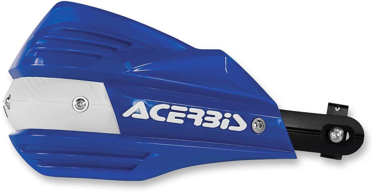 Blue ACERBIS X-Factor handguards for motorcycles, designed for protection, with a sturdy body and vibrant blue color.