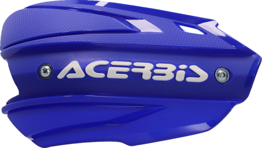Acerbis Endurance X blue and white motorcycle handshields, durable body protection for off-road and motocross riding.
