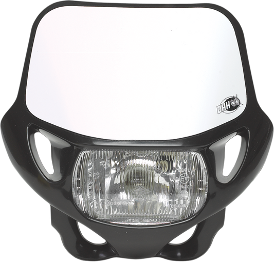 Black Acerbis headlight body for motorcycle, featuring a sleek design and durable construction for optimal visibility.