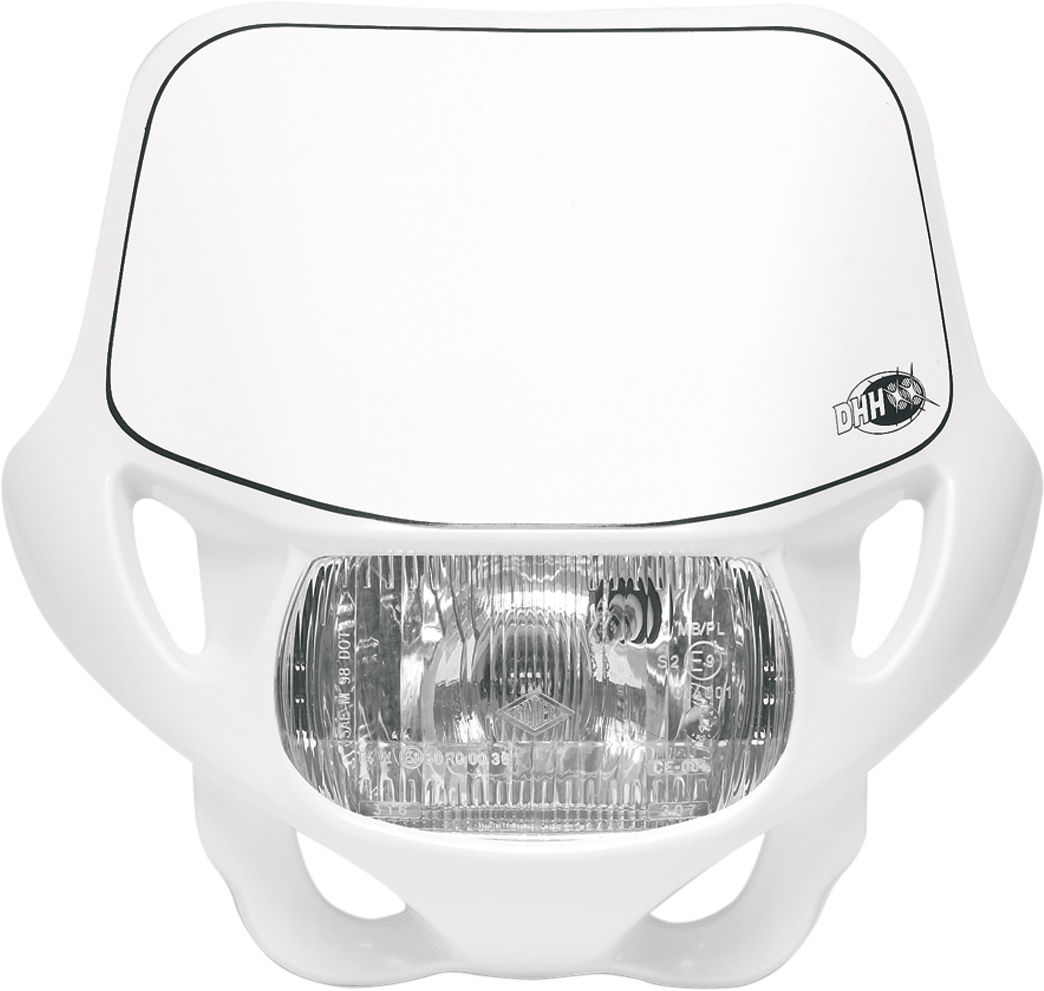 White Acerbis headlight for motorcycle, body part with mounting details, designed for optimal visibility and safety.