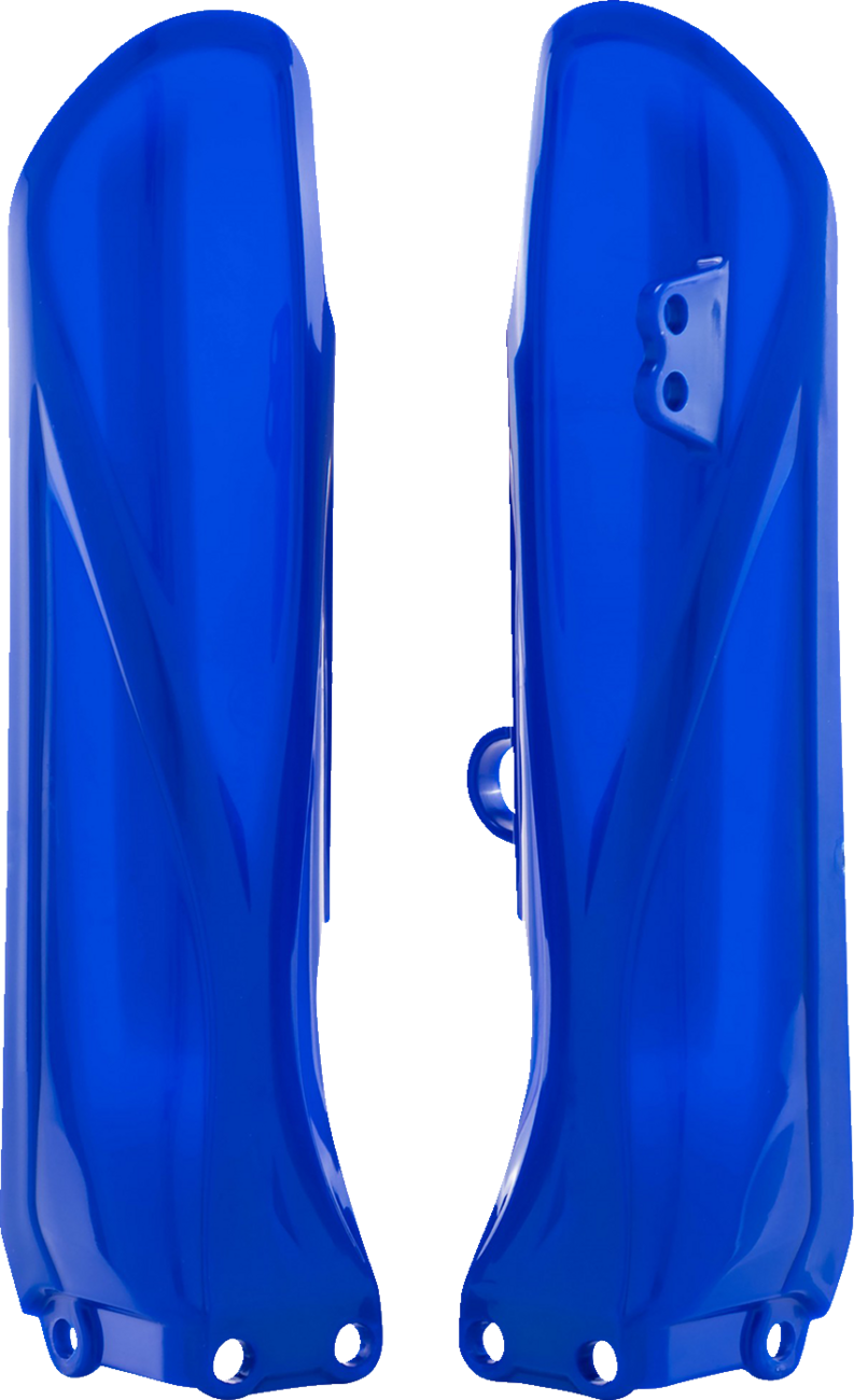 Blue Acerbis lower fork cover for Yamaha YZ85 motorcycle, compatible with 2019-2023 models, designed for body protection.