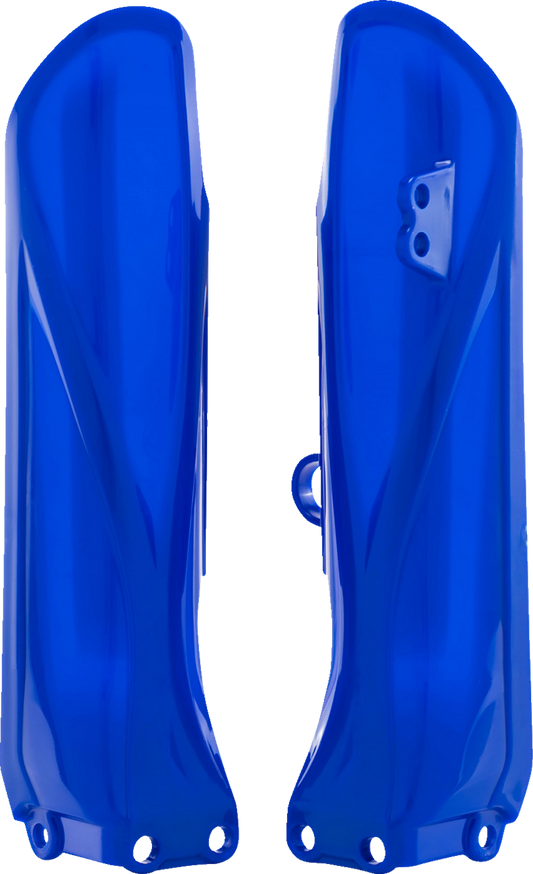 Blue Acerbis lower fork cover for Yamaha YZ85 motorcycle, compatible with 2019-2023 models, designed for body protection.