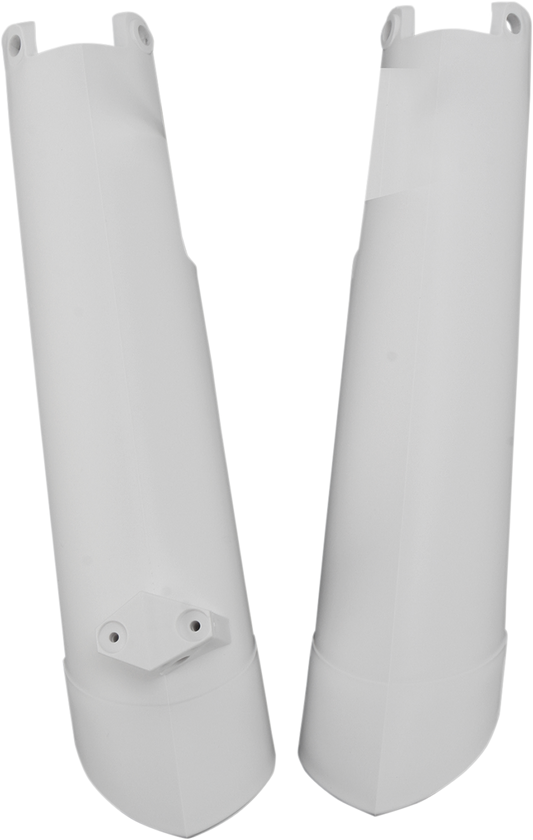 Acerbis lower fork covers for inverted forks in white, designed for 2015 SX, SXF, and XC models, by Bill's Exhausts.