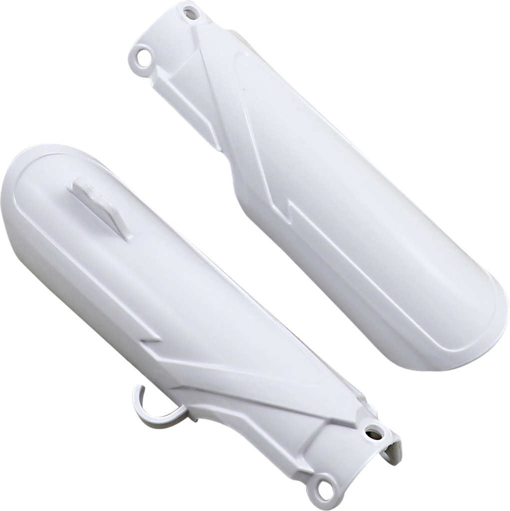 Acerbis lower fork covers in white, designed for motorcycle suspension protection, displayed on a body component with product code 2726680002
