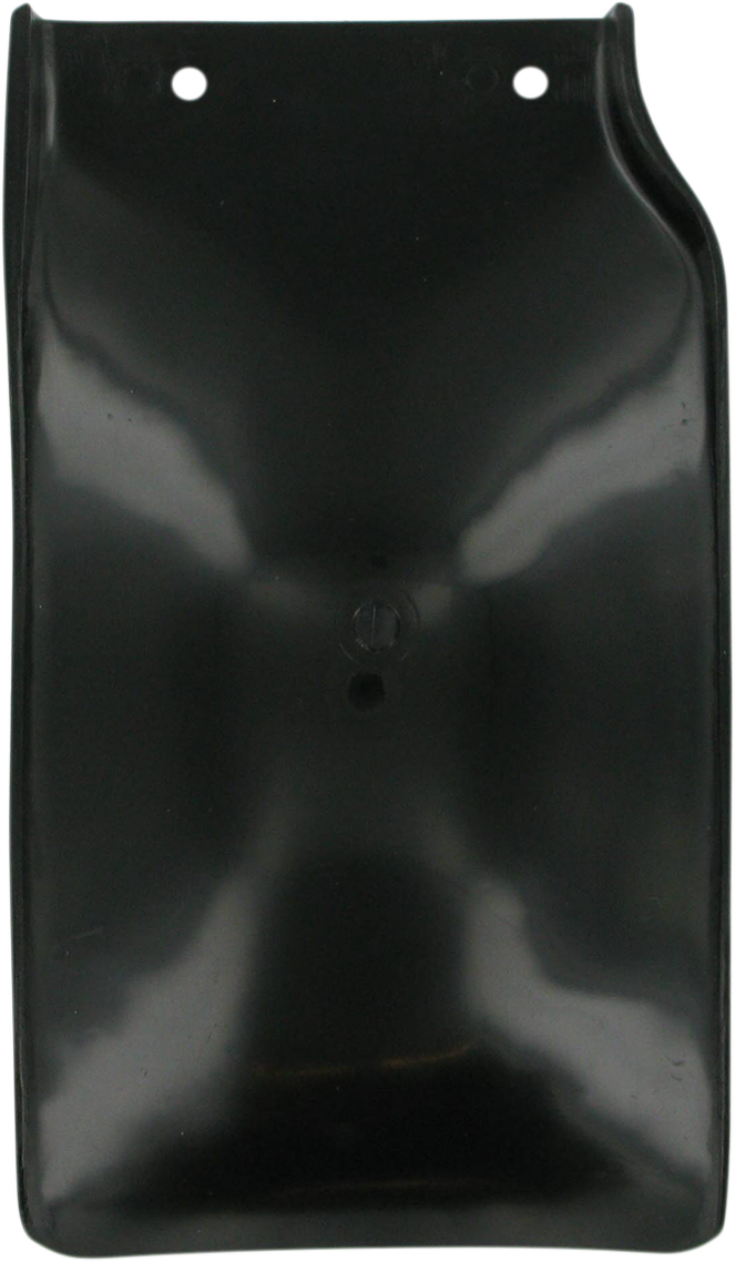 Acerbis black mud flap for motorcycle, designed for durability and protection, displayed on a vehicle body with mounting hardware.