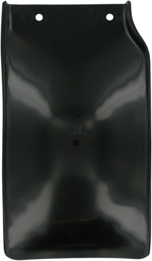 Acerbis black mud flap for motorcycle, designed for durability and protection, displayed on a vehicle body with mounting hardware.