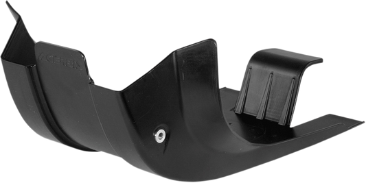 Black ACERBIS MX skid plate for motorcycle, designed for body protection, displayed on a bike in a natural riding environment.