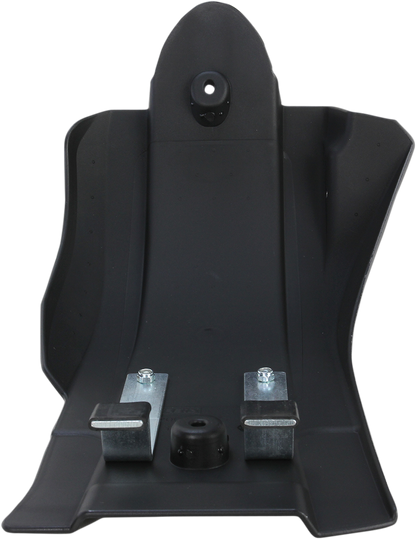 Acerbis MX skid plate in black, designed for durable motorcycle protection, mounted on a bike frame with visible mounting points.