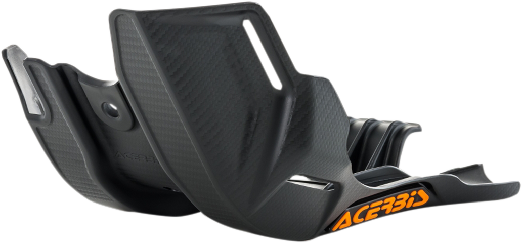 Black ACERBIS MX skid plate for motorcycle, durable body protection part, designed for off-road riding, from Bill's Exhausts.