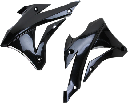 Black Acerbis radiator shrouds for motorcycle body protection, designed for durability and fitment.