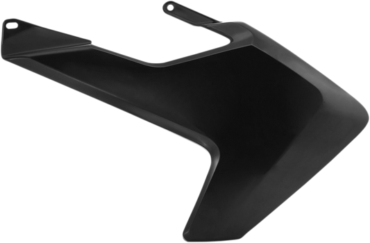 Black Acerbis radiator shrouds for motorcycle body protection, designed for durability and style.