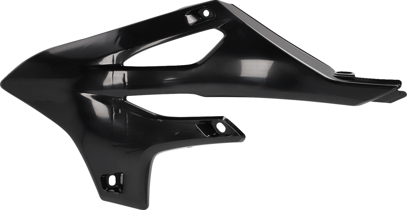 Acerbis black radiator shrouds for motorcycle body, designed for durability and style, with a sleek black finish.