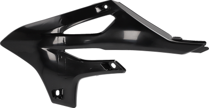 Acerbis black radiator shrouds for motorcycle body, designed for durability and style, with a sleek black finish.
