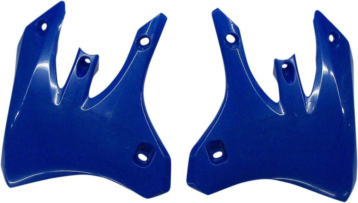 Blue Acerbis radiator shrouds for motorcycle body protection, designed by Bill's Exhausts, featuring a sleek and durable body cover.