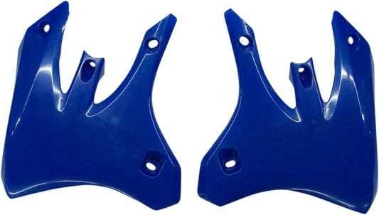 Blue Acerbis radiator shrouds for motorcycle body protection, designed by Bill's Exhausts, featuring a sleek and durable body cover.